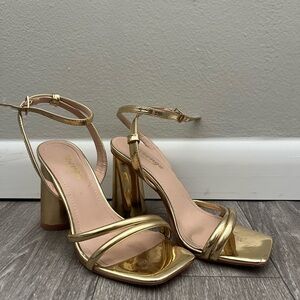Topshop Metallic Gold Heeled Sandals